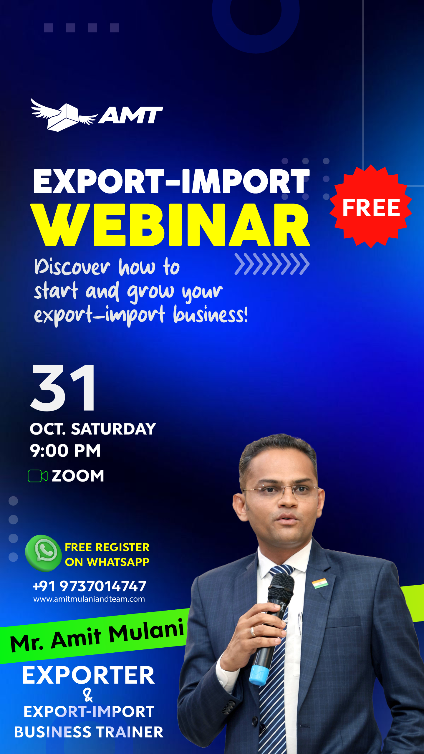 Free Export-Import Webinar, 31 October at 9 PM